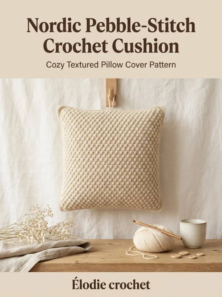 Cozy Nordic pebble texture crochet pillow cover design pattern