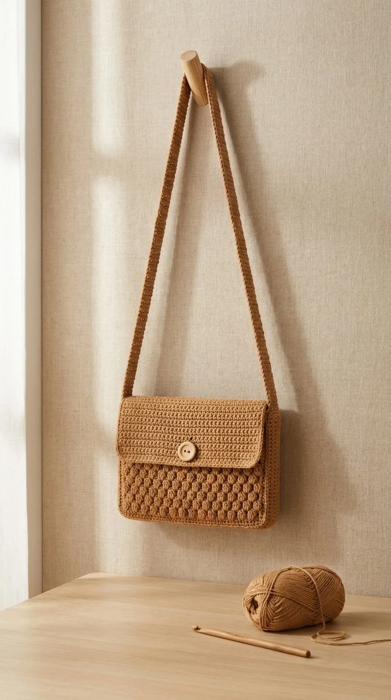 Crochet Honeycomb Texture Crossbody Bag Pattern for trendy handmade accessories