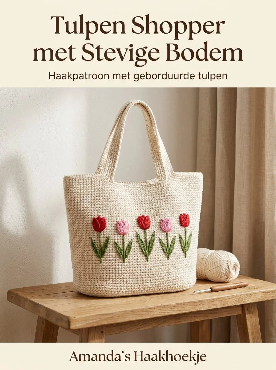 Tulip Crochet Tote Bag with a sturdy bottom, ideal for stylish and practical use.