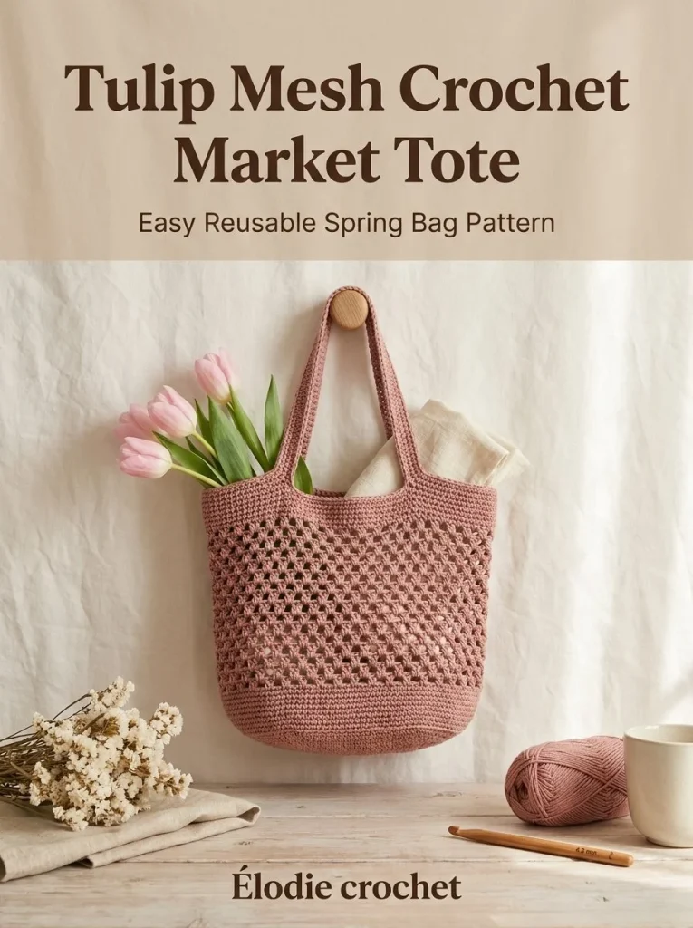 Tulip Mesh Market Tote Crochet Pattern for stylish and functional tote bags