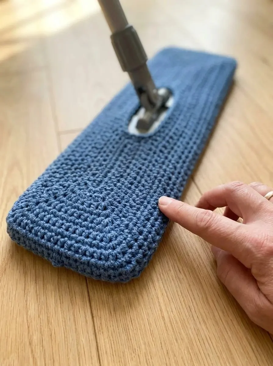 Beginner crochet pattern for a reusable flat mop cover