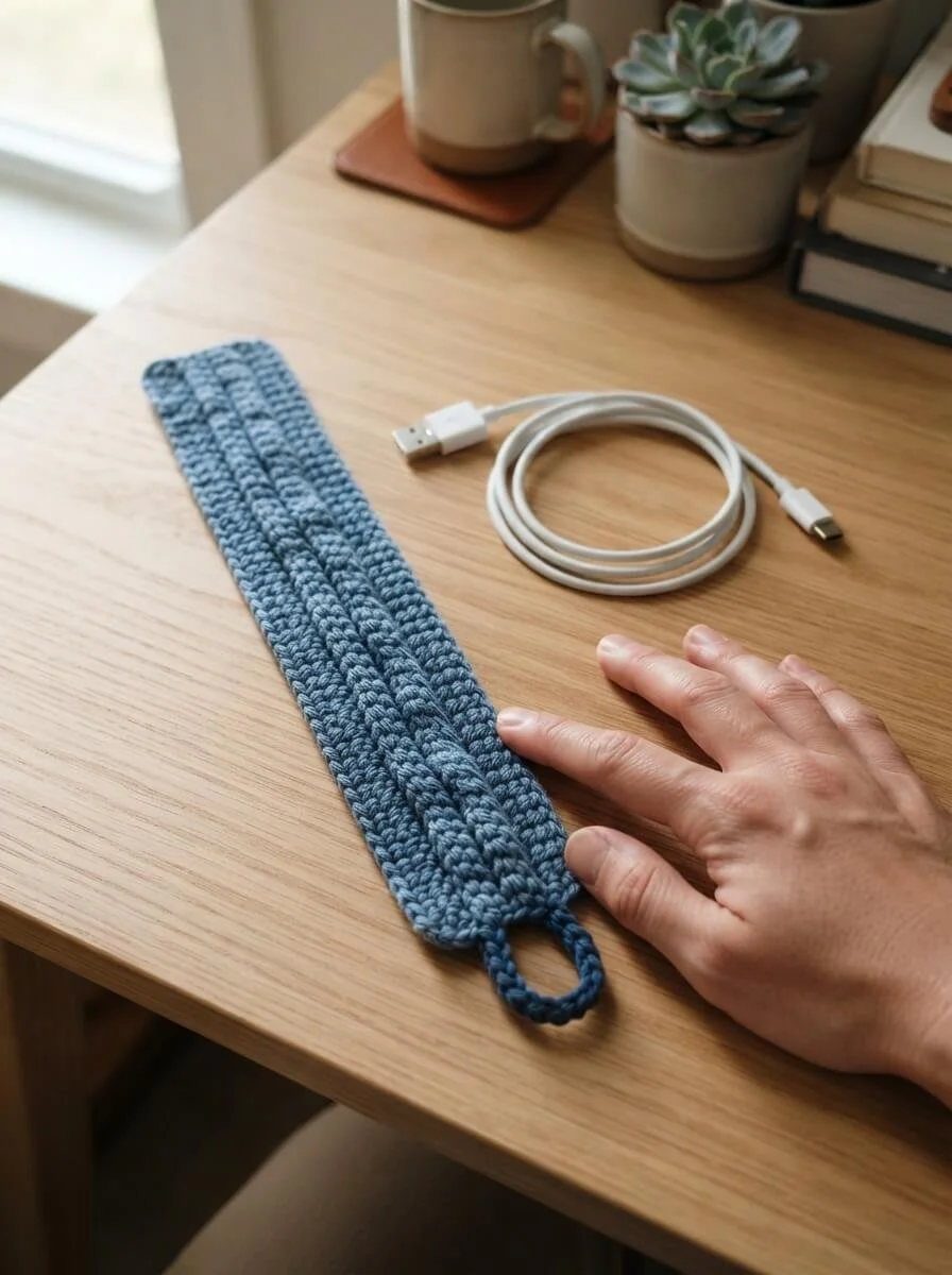 Beginner-friendly crochet cable wrap pattern without buttons.