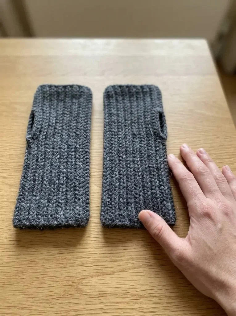 Crochet pattern for easy ribbed fingerless wrist warmers.