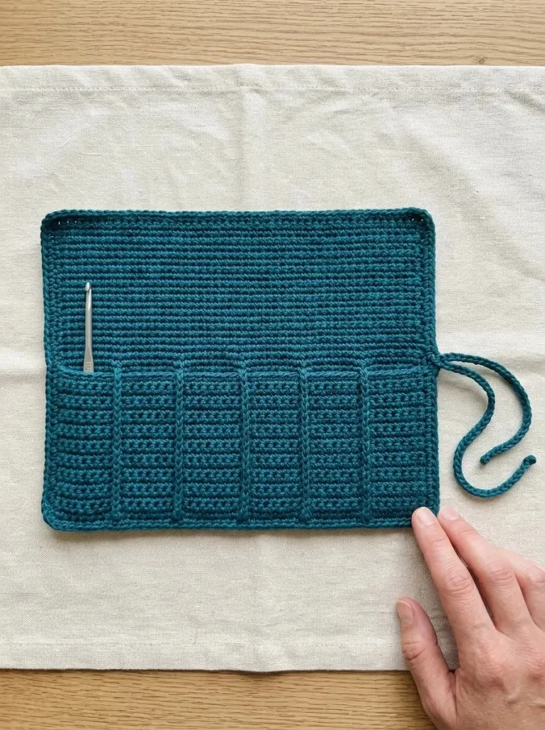 Roll-up crochet hook organizer for portable craft kits
