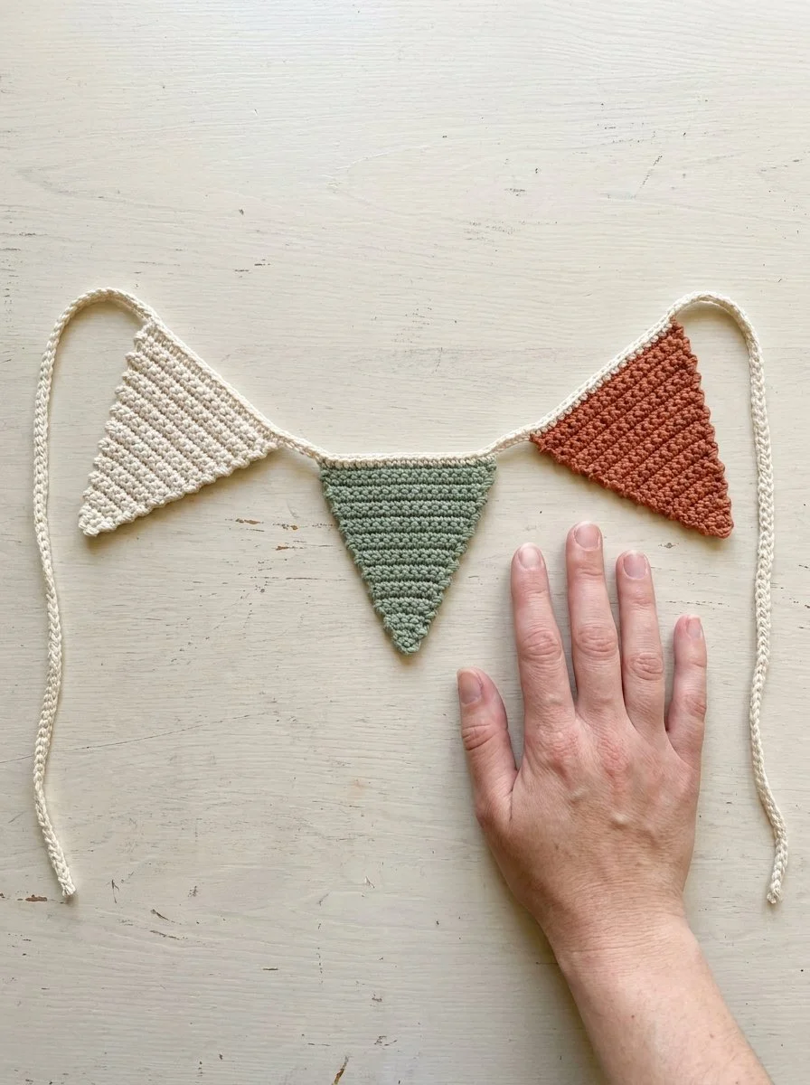 Colorful Three-Flag Crochet Bunting for home decoration